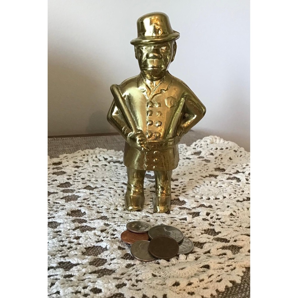Vintage Solid Brass Coin Bank "Mulligan The Policeman" VMM 1982 Piggy Bank